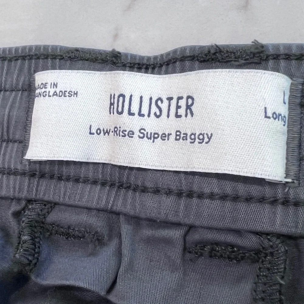 Hollister Mens‎ Low Rise Super Baggy Cargo Pants Size 36x31 Gray Cotton Blend